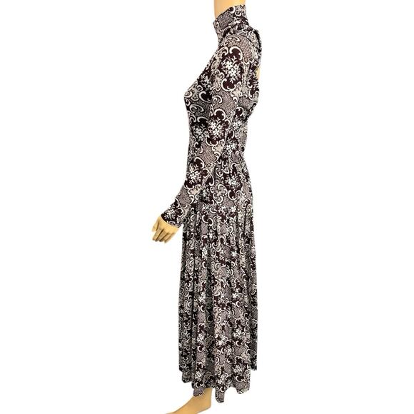 Rebecca Taylor Rochelle Fleur Pleated Maxi Dress Size Small Paisley Raisin Brown - Picture 6 of 11